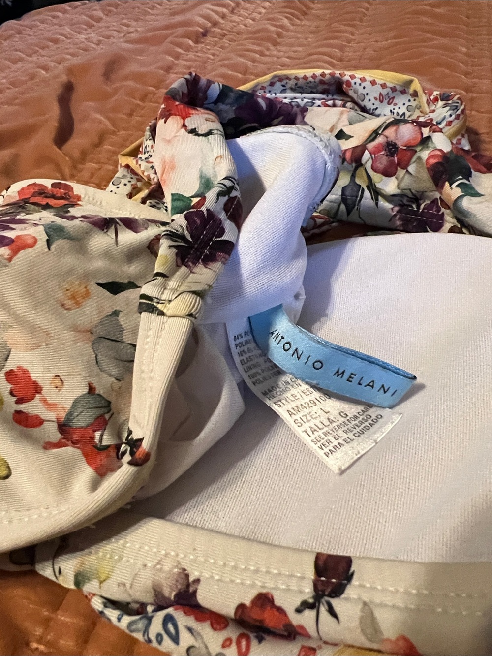 ANTONIO MELANI Floral Bandeau Bikini Swim Top | L - Picture 3 of 5